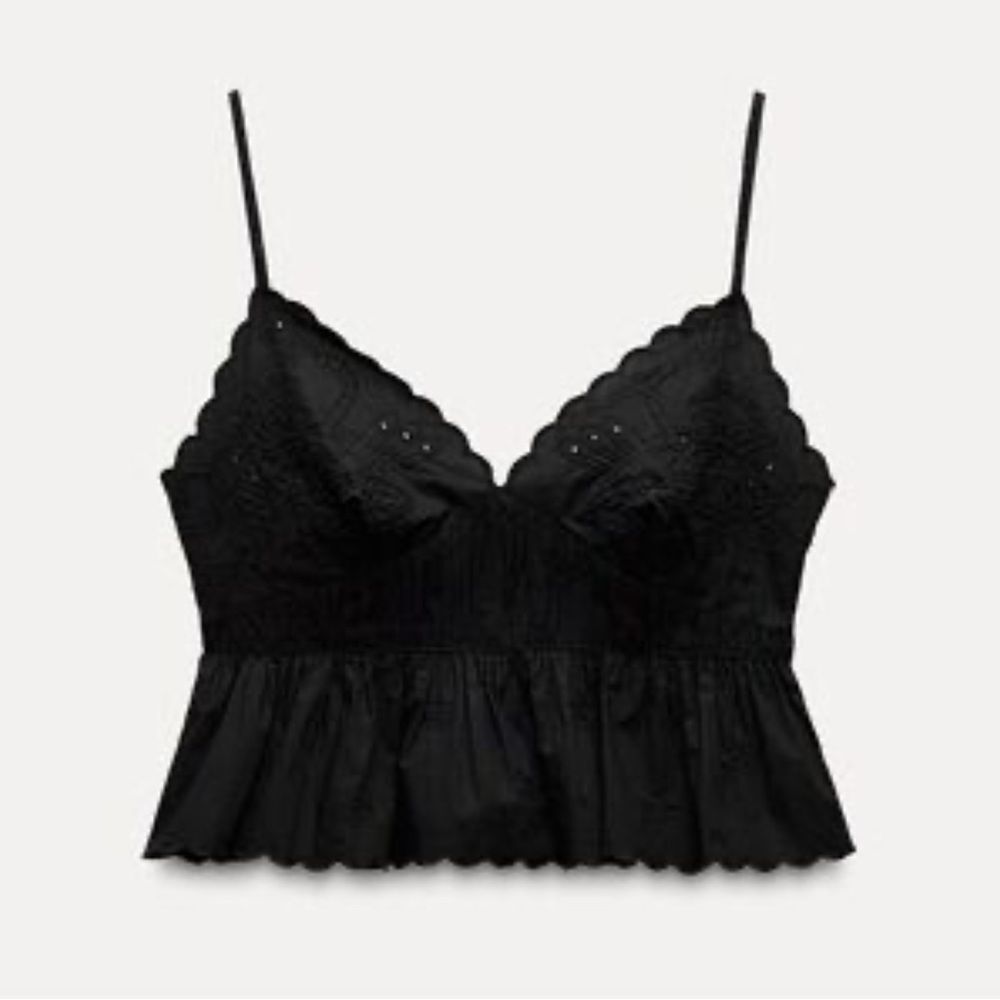 Zara Black Lace Trim Tank Top
